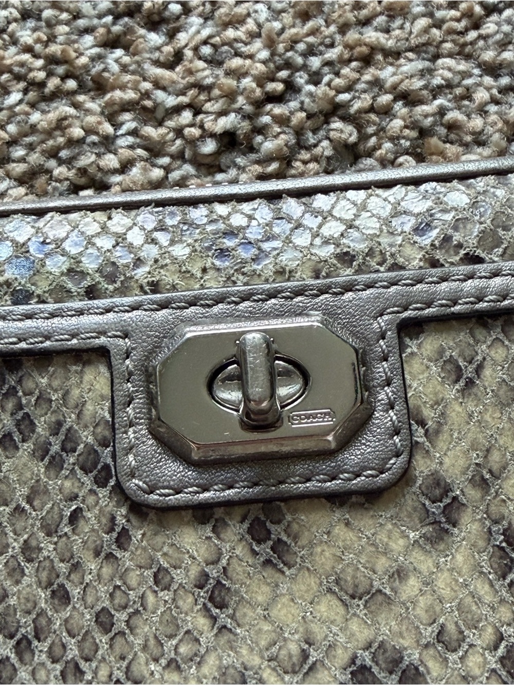 COACH Snakeskin Python Embossed Turnlock Zip Around Wallet - Picture 2 of 12